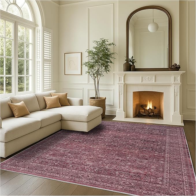 Fame Rugs Turkish Rug. Washable Vintage Oriental Antique Inspired Traditional Doormat Small Modern Area Rugs Luxury Entryway Entry Bedroom Bathroom Kitchen (395RR, 2'5 x 5')