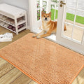 OLANLY Dog Door Mat for Muddy Paws 48x30, Absorbs Moisture and Dirt, Absorbent Non-Slip Washable Doormat, Quick Dry Chenille Mud Mat for Dogs, Entry Indoor Entryway Carpet for Inside Floor, Orange