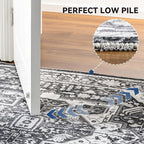 EnHomee 5x7 Area Rugs Washable for Bedroom, Boho Vintage Rugs, Foldable Area Rug for Dining Room, Non-Slip Soft Living Room Rug, Low Pile Large Carpet for Bathroom, Grey