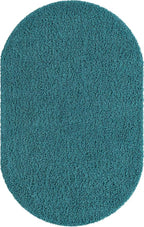Unique Loom Solid Shag Collection Area Rug (5' 3" x 8' Oval, Deep Aqua Blue)
