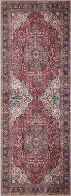 Keen Home Design 2x7 Rug - Machine Washable Runner Rug with Non-Slip Backing, Ideal for Hallway, Entryway, Kitchen, Laundry Room - Vintage, Easy Clean, Durable, Low Pile Rug - (2'6" x 7')