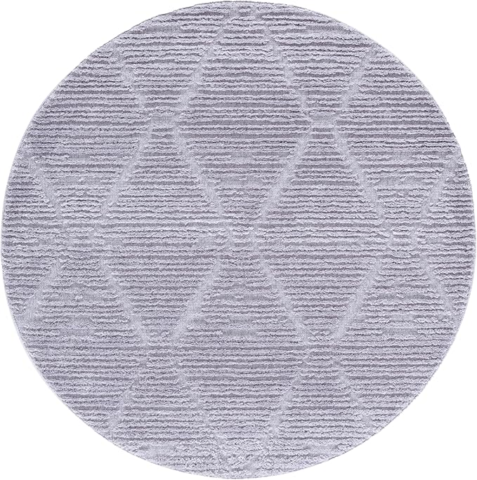 SAFAVIEH Marrakesh Collection Area Rug - 3' Round, Grey, Geometric Design, Ideal for High Traffic Areas in Living Room, Bedroom, Dining (MRK517F)