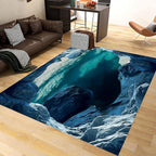 Blue Cave 3D Rugs for Bedroom, 3x5ft, Illusion Natural Landscape Blue Water Pool Entryway Rug, Rubber Backed Non Skid Low Pile Carpet，Foldable Soft No Crease Mats for Sofa Indoor