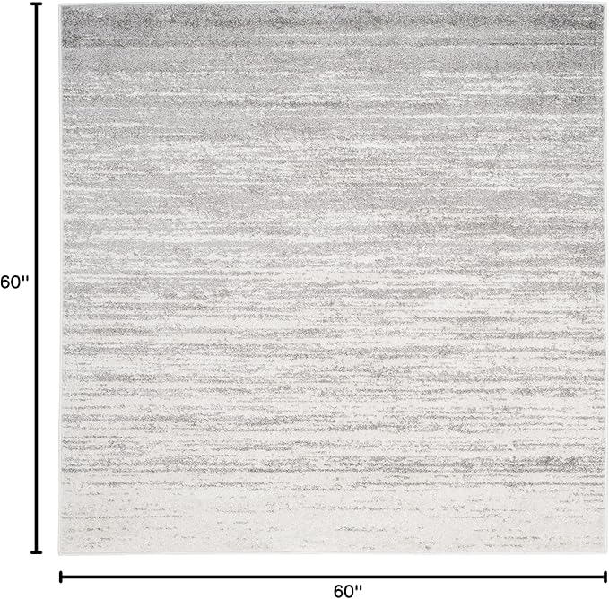 SAFAVIEH Adirondack Collection Area Rug - 5' Square, Ivory & Silver, Modern Ombre Design, Non Shedding & Easy to Clean, Ideal for Living Room, Bedroom, Office, Dining Space (ADR113B)