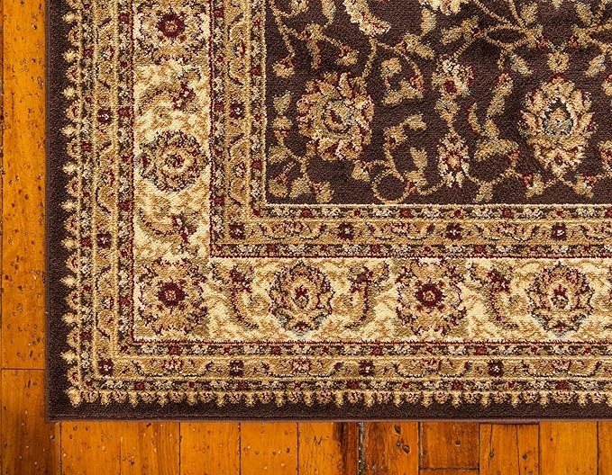 Unique Loom Voyage Collection Traditional Oriental Classic Intricate Design Area Rug (9' 0 x 12' 0 Rectangular, Brown/Ivory)