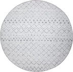 GLN Rugs Contemporary Collection - Machine Washable Area Rug, Contemporary Washable, Non Slip, Low Pile Chenille Rug, Living Room, Bedroom, Kitchen Rug (5'3" Round Gray 0166)