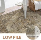 GENIMO 3x7 Runner Rugs for Hallway, Machine Washable Non Slip Vintage Rugs, Low Pile Lightweight Soft Print Rug for enrtyway, Corridor, Home Office, Kitchen, Rustic Brown