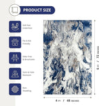 Abani Regal Blue Area Rug for Living Room, Bedroom - Swirl Abstract Pattern - 4' x 6' - Durable & Easy to Clean Washable