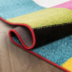 Well Woven Modern Rug Squares Multi Geometric Accent 2'3" x 7'3" Runner Entry Way Bright Kids Room Kitchen Bedroom Carpet Bathroom Soft Durable Area Rug