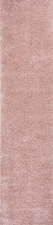 Eyely UES100P-216 Supersoft Haze Solid Low-Pile Indoor Runner Rug, Coastal, Bohemian, Minimalist, Classic, Casual for Bedroom,Kitchen,Living Room,Non Shedding,Easy-Washing, Pink, 2 X 16