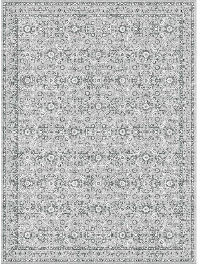 WITSHOCK Living Room Area Rugs 9x12: Soft Non-Slip Backing Washable Rugs Vintage Large Carpet for Bedroom Office Dining Room Kitchen Stain Resistant Home Decor Rug