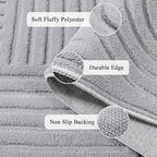 SHACOS Soft Cozy Fluffy Arch Pattern High Low Pile Rugs 4'x6' Non Slip Washable Scandinavian Minimalist Rug Modern Geometric Arc Carpet for Living Room Bedroom Dining Room, Light Grey