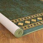 Antep Rugs Alfombras Modern Bordered 4x6 Non-Skid (Non-Slip) Low Profile Pile Rubber Backing Indoor Area Rugs (Green, 4' x 5'8")