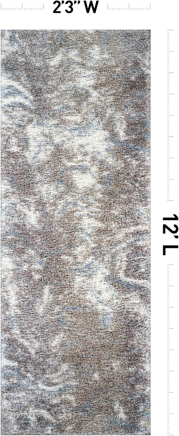 Rugshop Abstract Marble Shag Runner Rug Blue 2' 3" x 12' Great for Long Hallways, Open Entryways, or Galley Kitchens