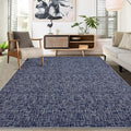 RUGSREAL Living Room Area Rug 9x12 Machine Washable Rug Non-Slip Stain Resistant Modern Abstract Large Rug Contemporary Accent Throw Floor Carpet for Dining Room Solid Area Rug for Home Office, Blue
