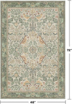 Washable 4x6 Entryway Rug, Sage Green Area Rugs for Living Room, Bedroom, Large Kitchen, Office, Boho Botanical Decor, Non-Slip Low Pile Ultra Soft Carpet