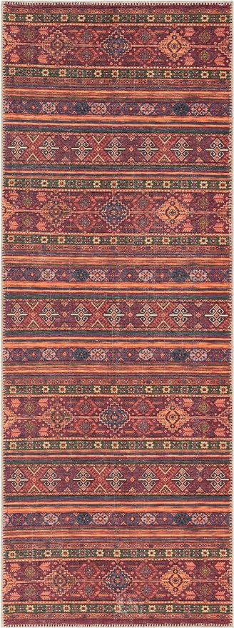 Keen Home Design 2x10 Rug - Machine Washable Runner with Non-Slip Backing, Ideal for Hallway, Entryway, Kitchen, Laundry Room - Vintage, Easy Clean, Durable, Low Pile Rug - (2'6" x 10')
