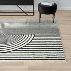Abani Nuevo Collection Area Rug - Mid-Century Black and White Arch Knot Design - 4' x 6' - for Living Room, Bedroom & Office