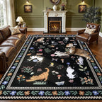 9x12 Area Rugs Living Room Rug: Vintage Washable Rug Floral Soft Carpet Indoor Floor Non-Slip Boho Stain Resistant Large Carpets for Bedroom Kids Nursery Dining Room Farmhouse Home Office Black/C01
