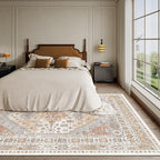 zesthome 5x8 Area Rugs - Ultra-Thin Washble Rug, Stain Resistant Anti Slip Backing Rugs for Living Room,Bedroom, Vintage Home Decor Area Rug (Orange,5'x8')
