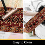 Burgundy Diamond Runner Rug, 2x6ft Hallway Runner Rugs - Corridor & Foyer Area Rugs, Non-Slip Mat Durable Rug, Washable Flannel Material, Southwestern Geometric Home Decor Carpet