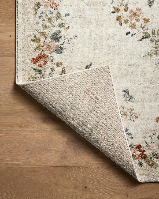 Loloi Rifle Paper Co. Laurel Collection LAU-01 Cream 2'-8" x 4' Accent Rug