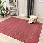 Alfa Rich 5x8 Dark Pink Washable Area Rugs for Living Room Bedroom Kitchen Girls Cotton Decor Rug