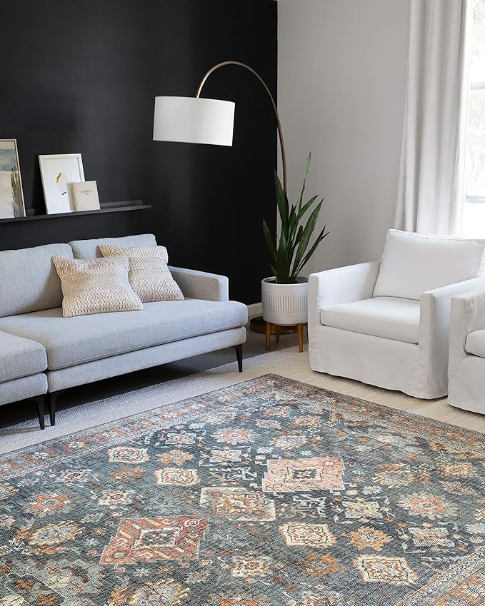 Loloi Skye Collection SKY-10 Sea/Rust 7' x 9' Oval Area Rug