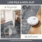 Runner Rug 2'6''x8, Machine Washable Runners, Non Slip Vintage Hallway Runner Rugs, Low Pile Lightweight Mat for Entryway, Hallway, Kitchen and Corridor, Dark Gray