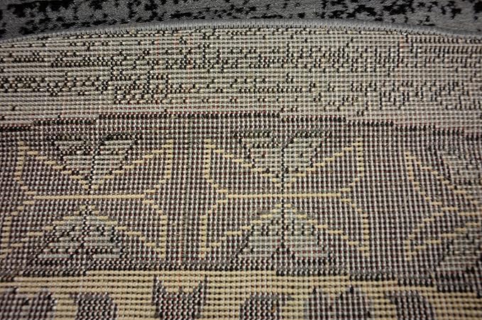 Unique Loom Taftan Collection Border Geometric Tribal Inspired Design Area Rug (8' 0 x 8' 0 Round, Gray/ Black)