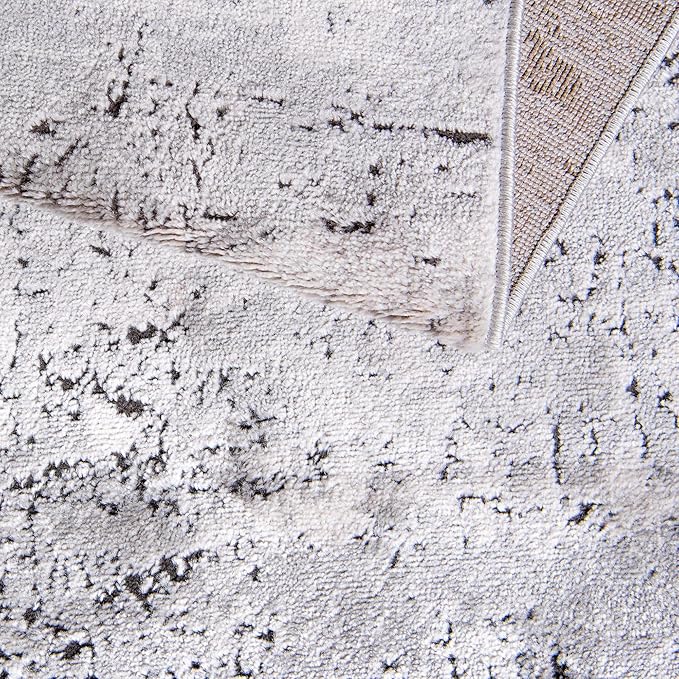 Rugs.com Leipzig Collection Area Rug – 8' x 10' Grey Low-Pile Rug Perfect for Living Rooms, Large Dining Rooms, Open Floorplans