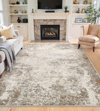 6x9 Washable Area Rugs - Modern Abstract Rugs for Living Room Non-Slip Low Pile Soft Machine Washable Carpet for Bedroom, Dining Room, Nursery, Home Office, Farmhouse (6'x9' Brown Grey)