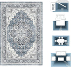 9x12 Large Area Rugs for Living Room Ultra-Soft Washable Rug Vintage Distressed Non-Slip Low Pile Stain Resistant Carpet for Bedroom Dining Room Kitchen Office