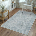 Blue Area Rug 3x5 Washable Office Entryway Carpet Soft Vintage Indoor Kitchen Living Room Door Mat Traditional Retro Distressed Thicker Throw Small Rug Bedroom Dining Room Bathroom