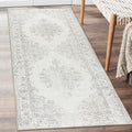 ReaLife Rugs Machine Washable Area Rug Runner - Living Room Bedroom Bathroom Kitchen Entryway Office - Padded Low Pile Stain Resistant Premium - Boho Farmhouse Vintage - Paige - Ivory 2'6" x 6'