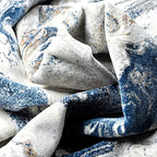 Abani Regal Blue Area Rug for Living Room, Bedroom - Swirl Abstract Pattern - 6' x 9' - Durable & Easy to Clean Washable