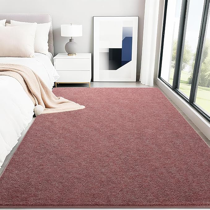 HQAYW 6x9 Large Area Rugs for Living Room Bedroom, Modern Thickened Memory Foam Soft Rug, Low Pile Minimalist Washable Non Slip Carpets for Kids Girls Boys Nursery Dorm Home Decor, Dark Red