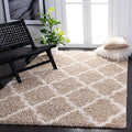 SAFAVIEH Dallas Shag Collection Accent Rug - 4' x 6', Beige & Ivory, Trellis Design, Non-Shedding & Easy Care, 1.5-inch Thick Ideal for High Traffic Areas in Entryway, Living Room, Bedroom (SGD257D)