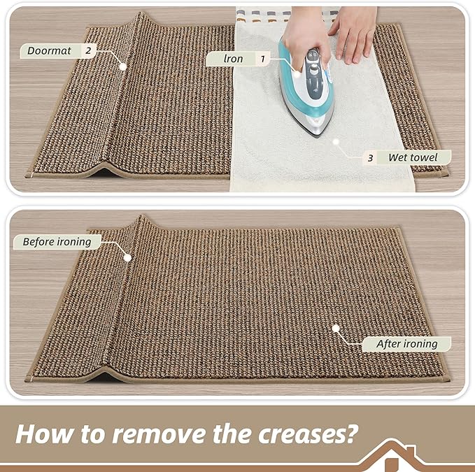 BEQHAUSE Dirt Trapper Door Mat 20" x 48", Non-Slip Washable Doormats Entrance Mat, Dirt Resistant and Absorbent Welcome Mat, Low Profile Floor Mats for Front Back Door and Entryway, Beige