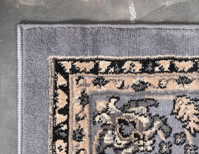 Unique Loom Sialk Hill Collection Area Rug - Washington (6' 1" x 9' Rectangle Gray/Black)