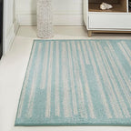 JONATHAN Y Khalil Modern Berber Stripe Turquoise/Cream Indoor Area Rug, 5x8, Contemporary, Bohemian, Easy-Cleaning for Living Room, Bedroom, Kitchen, Pet Friendly, Non-Shedding (MOH207D-5)