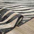 Abani Terra Area Rug for Living Room, Bedroom - Zebra Pattern - Black Cream - 5' x 8' - Durable & Easy to Clean