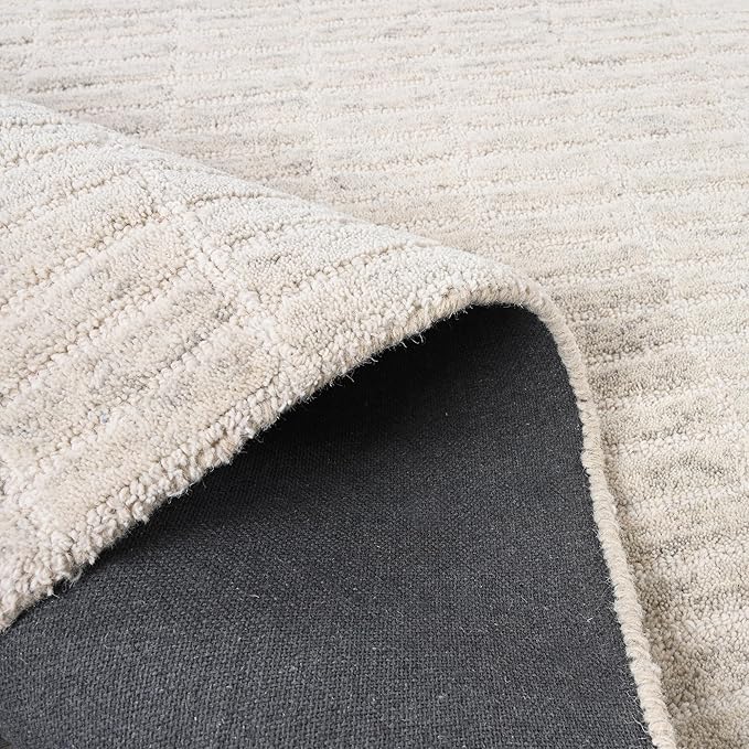 Hand-Tufted 100% Wool Area Rug – Unique Modern Geometric Grid Pattern, Soft Plush Textured Carpet for Living Room, Bedroom, Dining Room & Entryway (Grey, 6' x 9')