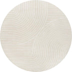 JONATHAN Y Hallie High-Low Curve Ivory/Cream 7' Round Indoor/Outdoor Area Rug, Minimalist, Pet Friendly, Non-Shedding, Stain Resistant, Hose-Washable for Backyard, Patio, Porch (SCN100B-7R)