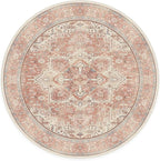 RUGGABLE Washable Area Rug – Kamran Rose Pink 6 ft Round, Stain-Resistant, Non-Slip – Medium Machine Washable Rugs for Living Room, Bedroom, Hallway, Entryway & Office–with Standard Pad
