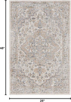 Nourison Home Astra Machine Washable Silver Grey 2'2" x 4' Area Rug - Easy Clean, Non Shedding, Bed Room, Living Room, Dining Room, Kitchen (2' x 4')