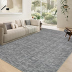 RUGSREAL 3x5 Washable Bedroom Rug Small Indoor Solid Area Rug with Rubber Backing Contemporary Dining Room Throw Rug Grey Solid Color Carpet for Living Room Kitchen Nursery, 3' x 5' Grey