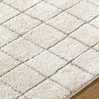 Livabliss x Our PNW Home Cascade Minimalist Grid Area Rug, 2'7" x 10', Grid Ivory/Taupe