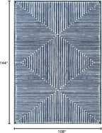 Bloom Rugs Washable Non-Slip 9' x 12' Rug - Blue Striped Area Rug for Living Room, Bedroom, Dining Room, and Kitchen - Exact Size: 9' x 12'