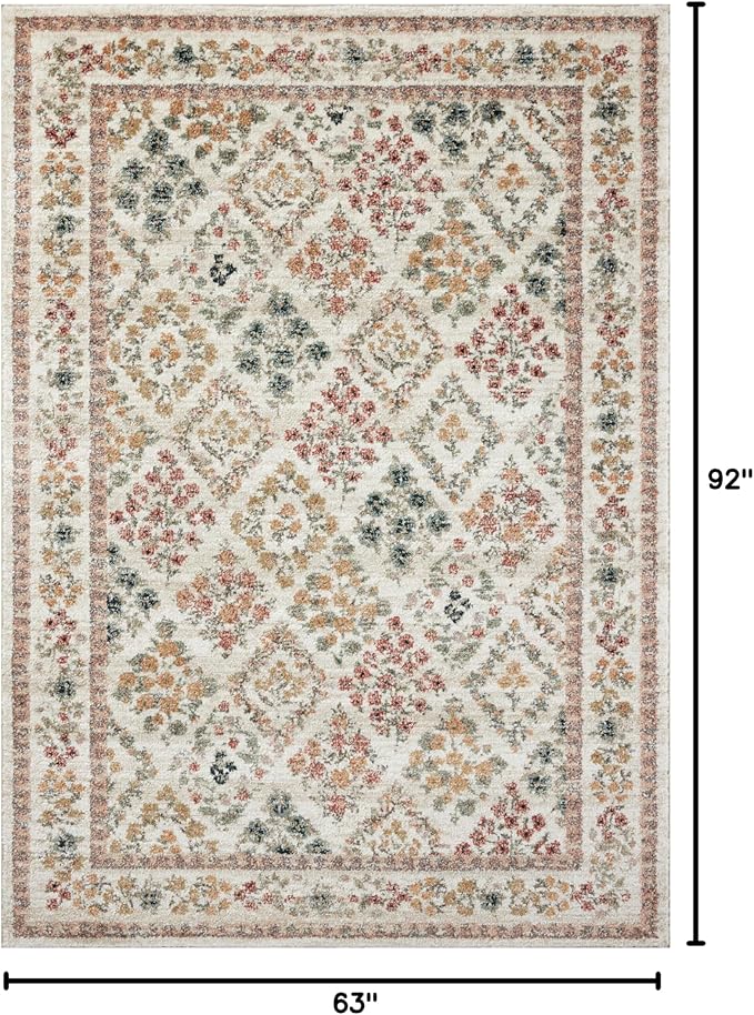 Loloi Rifle Paper Co. Laurel Collection LAU-04 Cream/Multi 5'-3" x 7'-8" Area Rug